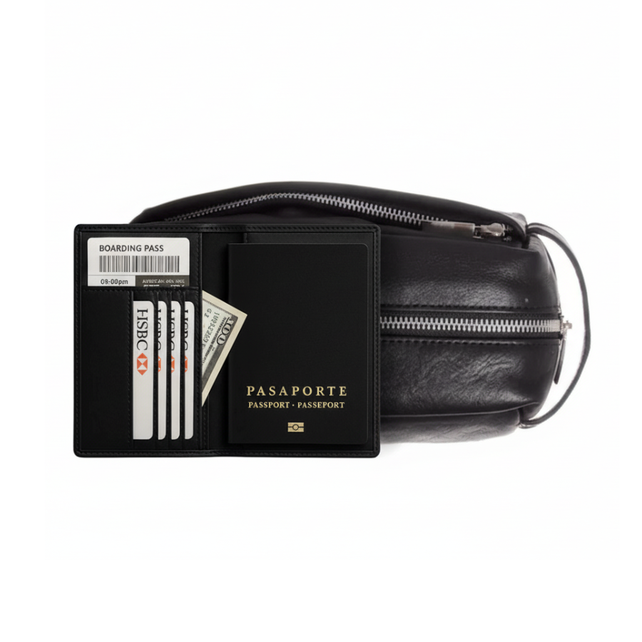Kit de Viaje Basic  - Cuero Negro