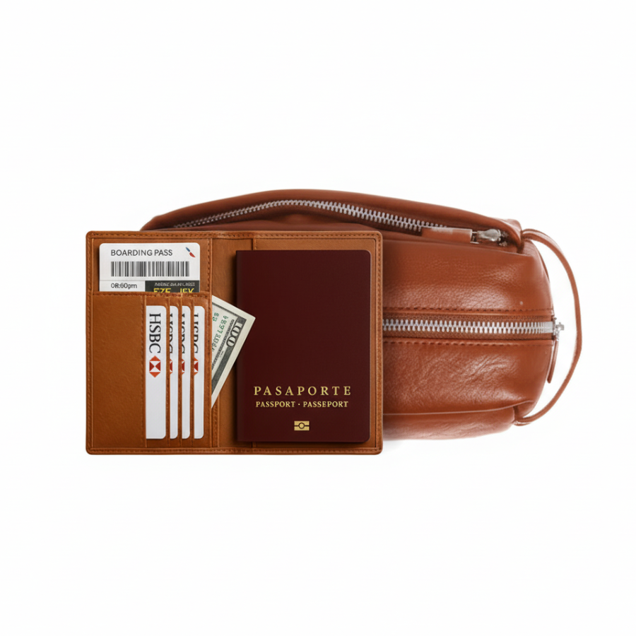 Kit de Viaje Basic  - Cuero Cognac