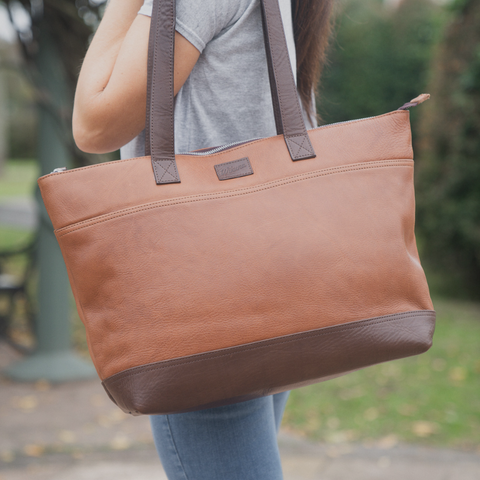 Cartera Grand Tote - Cuero Tabac & Chocolate