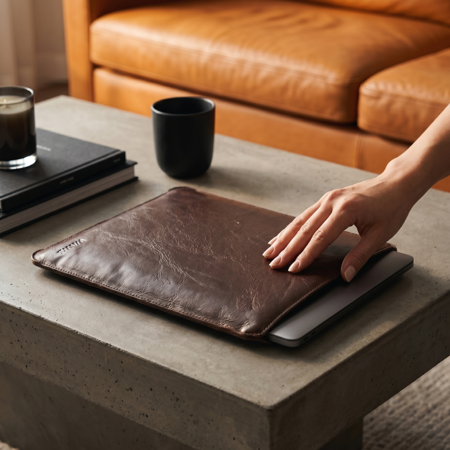 Funda Laptop Slim - MacBook 13-14'' & iPad Pro y Air de 13'' - Cuero Chocolate