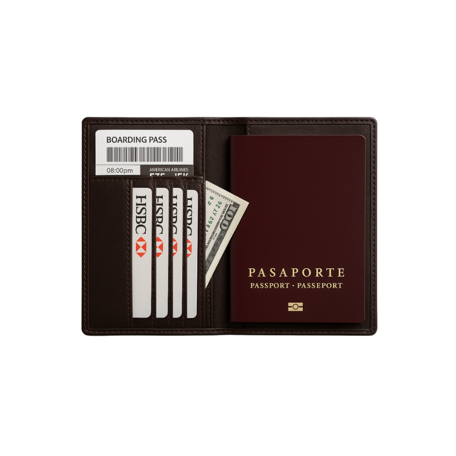 Porta Pasaporte Slim - Cuero Chocolate