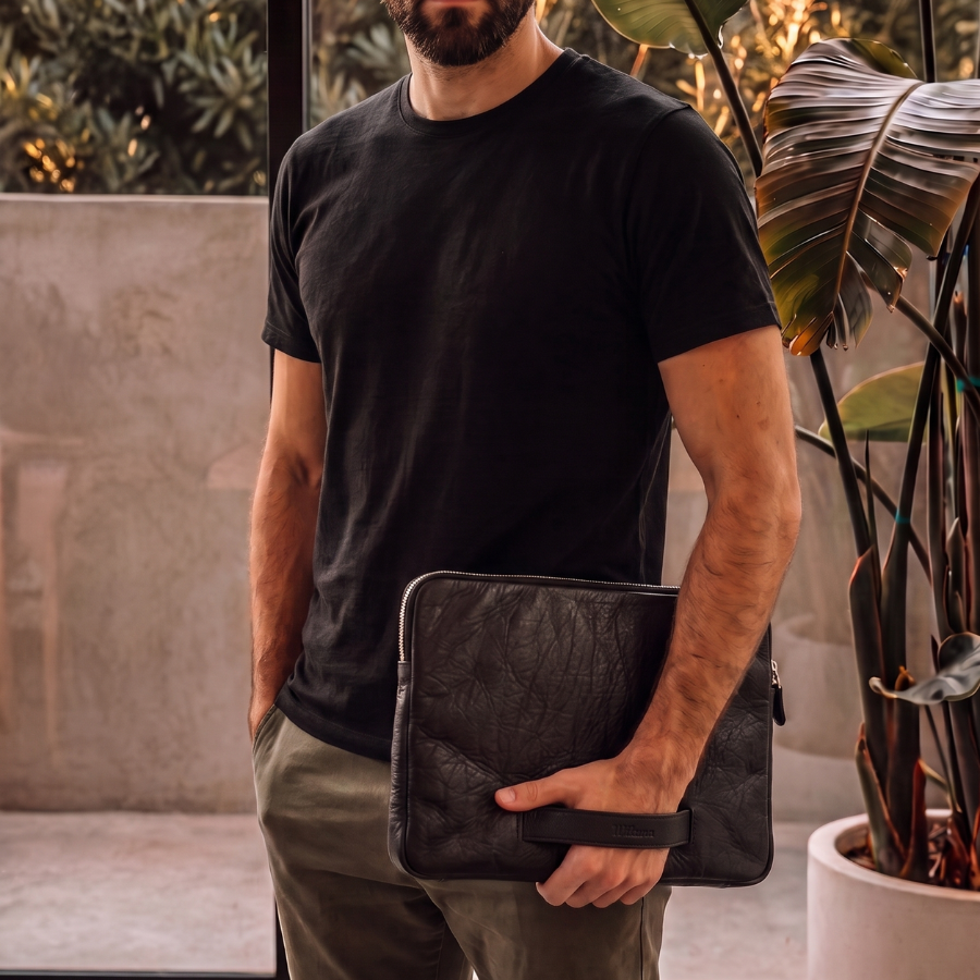 PRE-VENTA - Funda Laptop Organizer 13-14'' - Cuero Negro