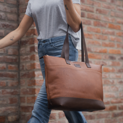 Cartera Grand Tote - Cuero Tabac & Chocolate