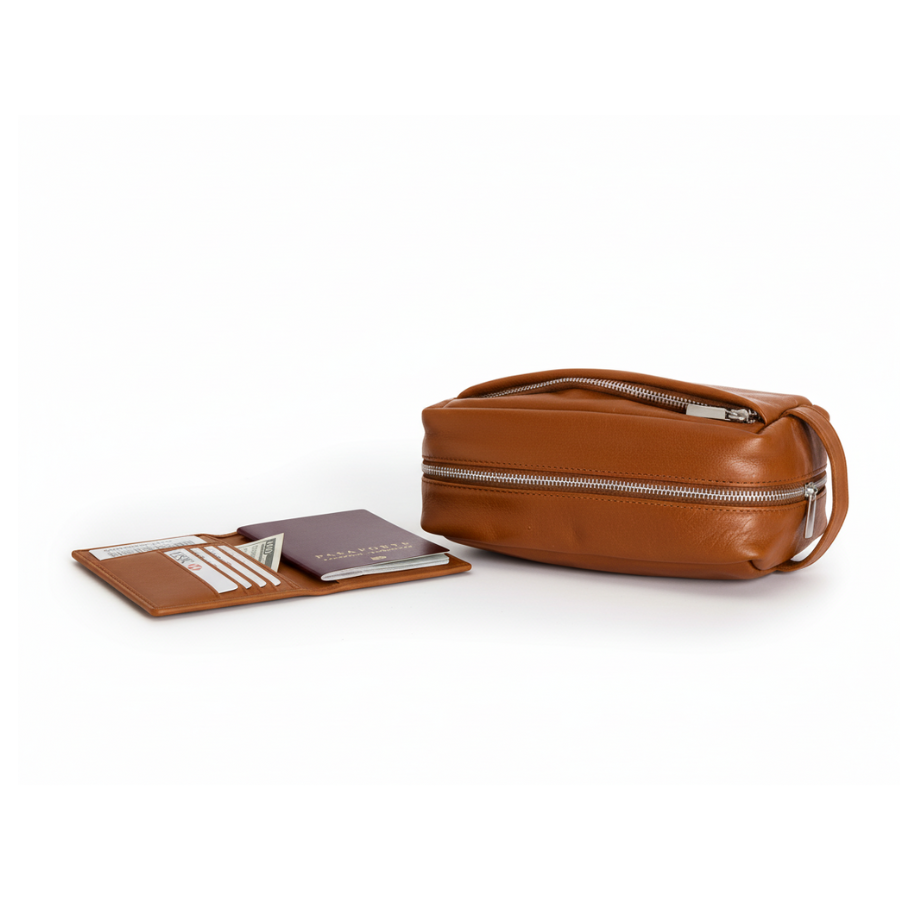 Kit de Viaje Basic  - Cuero Cognac