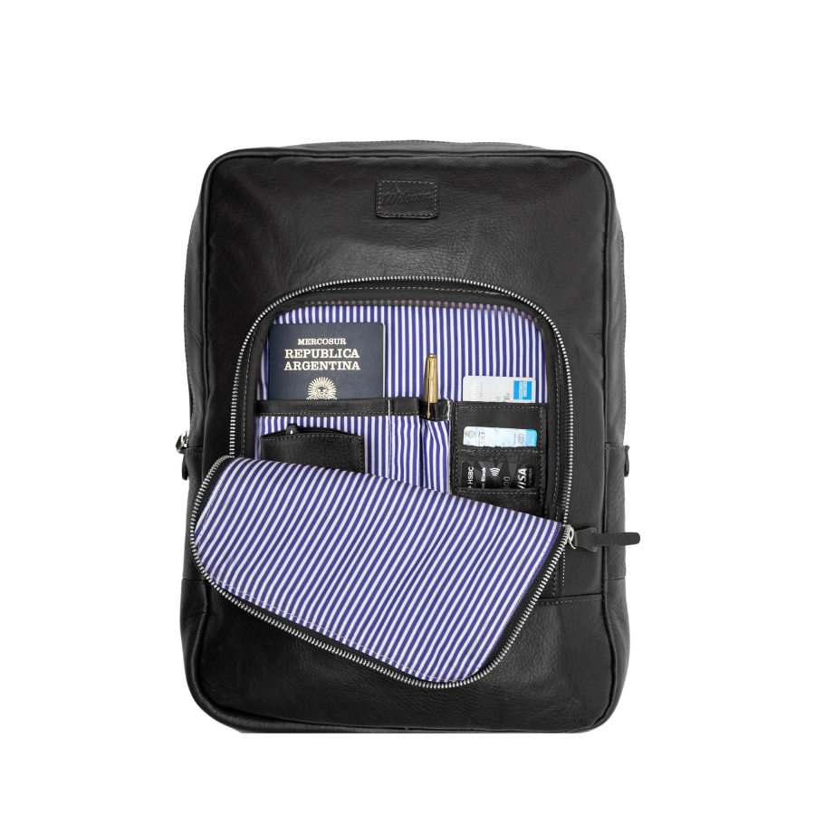 Mochila de Cuero Negro Elegante