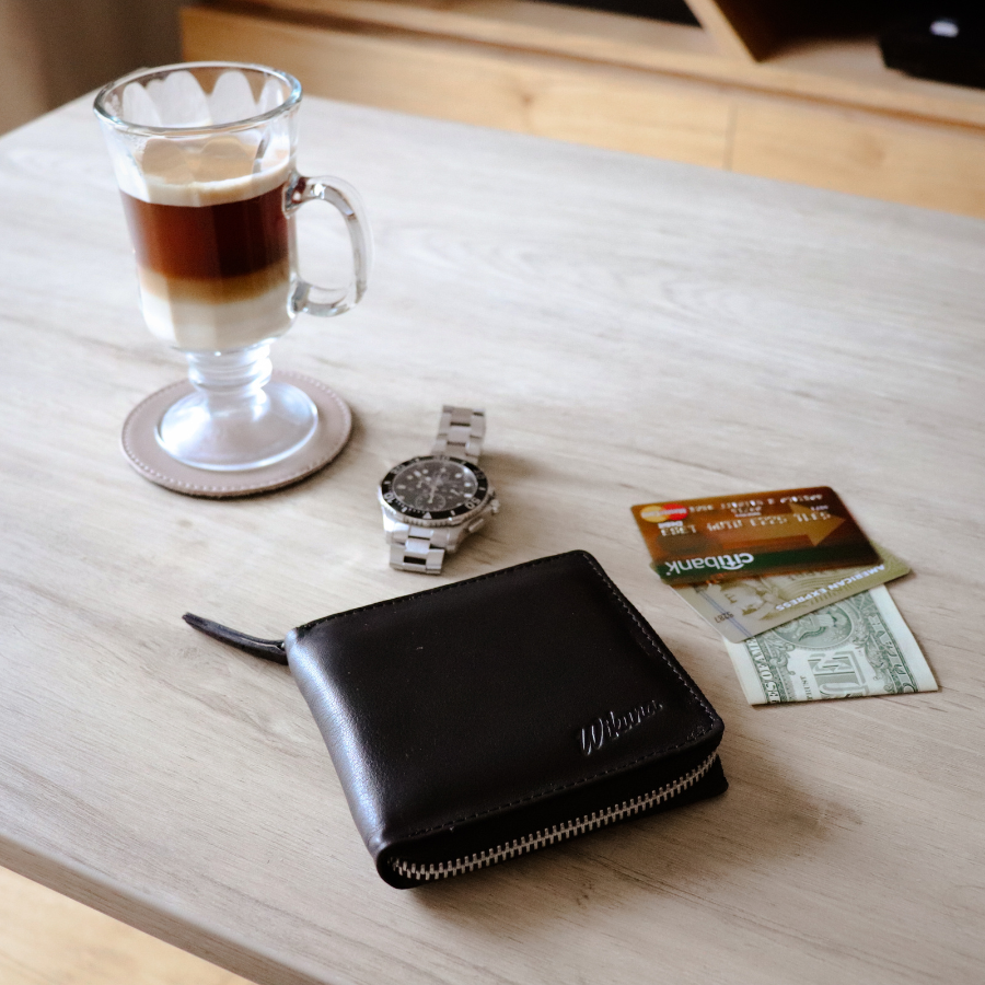 Billetera con Cierre - Cuero Negro